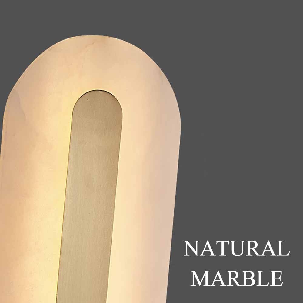 Alabaster Wall Sconces Oval Marble Wall Sconce with Gold Base | Stone Bathroom Vanity Light Fixtures LED Alabaster Lights Hardwired For Living Room Showroom Staircase Bedroom