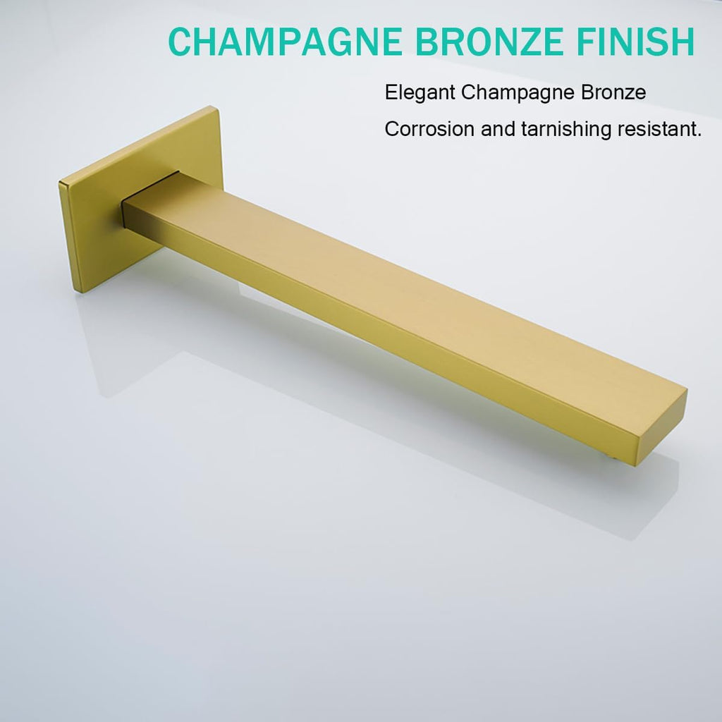 16 Inch Shower Arm with Flange,Stainless Steel Extension Extender Pipe for Fixed Rain Shower Head,Extra Long High Rise Shower Head Extension Arm,Champagne Bronze,SE-91118-16CB
