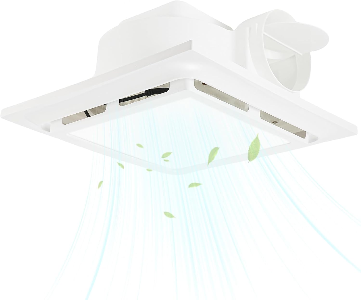 Bathroom Exhaust Fan with LED Light 125 CFM, 9.5" Panel, 0.7 Sone Low Noise，Cutout Size 8"x8"，Duct 4 Inch Quiet Bath Ceiling Vent Fan Combo with 6500K 1200LM LED Light, for Bathroom, Laundry, Shower