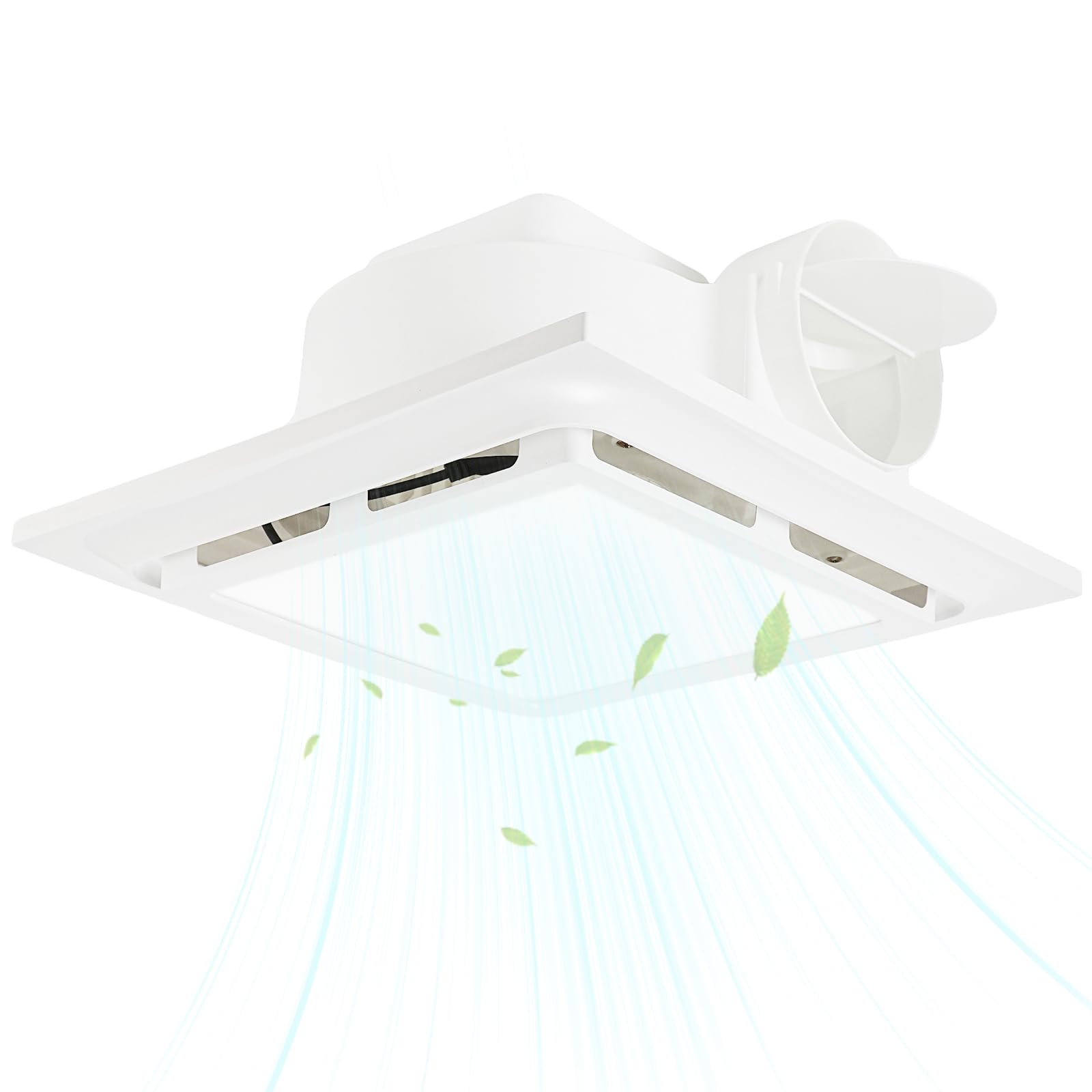 Bathroom Exhaust Fan with LED Light 125 CFM, 9.5" Panel, 0.7 Sone Low Noise，Cutout Size 8"x8"，Duct 4 Inch Quiet Bath Ceiling Vent Fan Combo with 6500K 1200LM LED Light, for Bathroom, Laundry, Shower