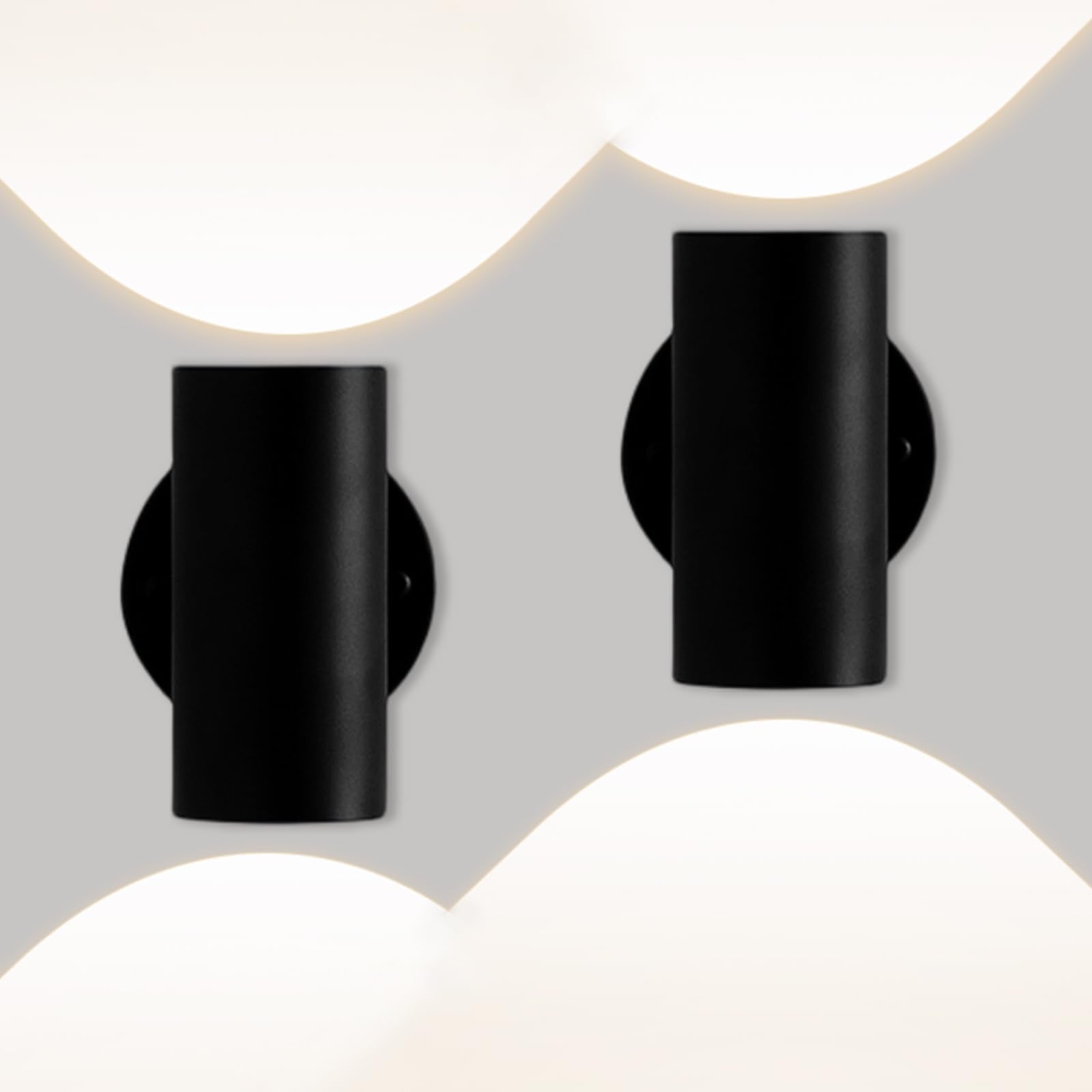 Black Aluminum Up & Down Hardwired Cylinder Indoor LED Wall Sconce | 5CCT, Dimmable, 18W 1620LM Super Bright, AC120V-277V, CRI 90+, Interior LED Wall Light for Bedroom Living Room Hallway