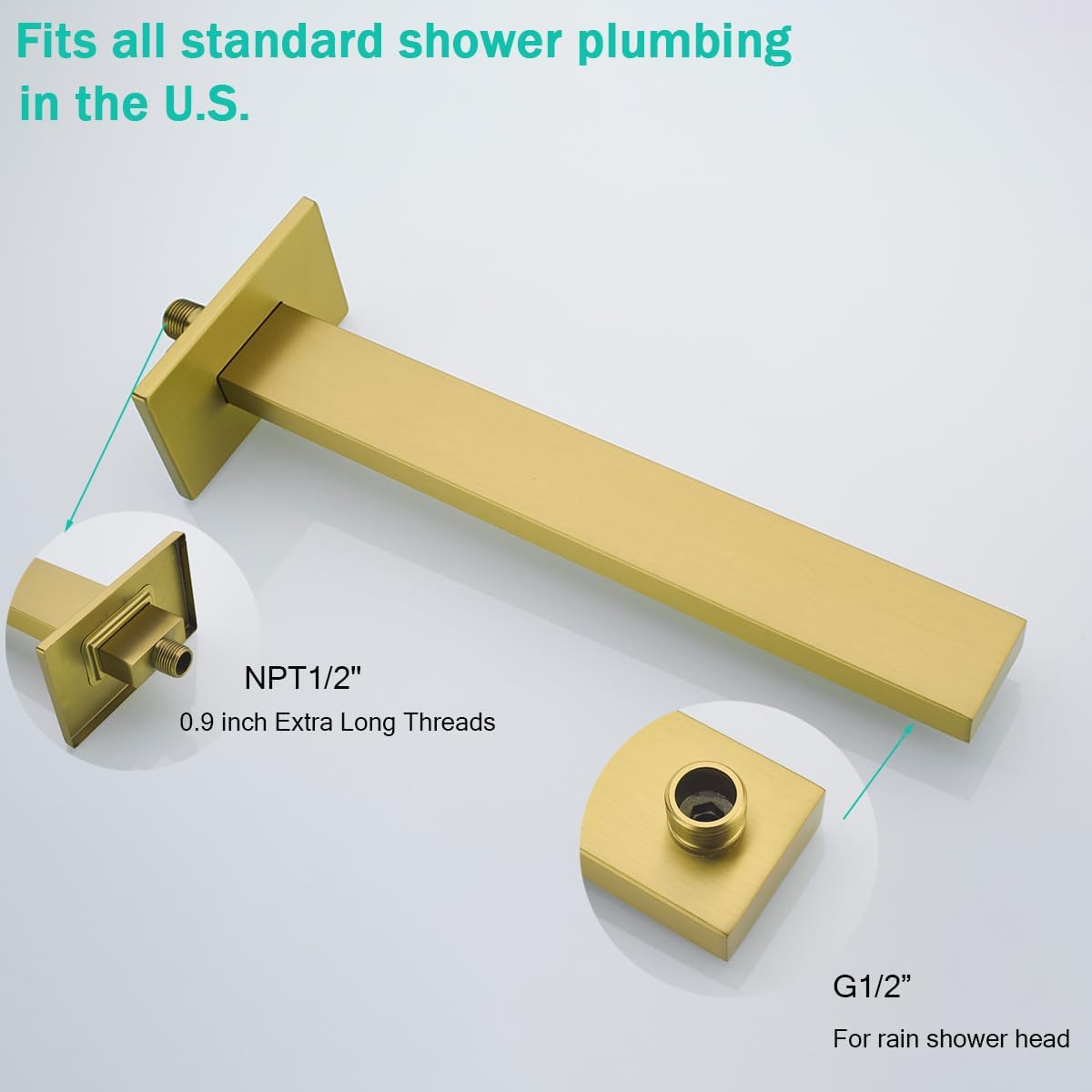 16 Inch Shower Arm with Flange,Stainless Steel Extension Extender Pipe for Fixed Rain Shower Head,Extra Long High Rise Shower Head Extension Arm,Champagne Bronze,SE-91118-16CB