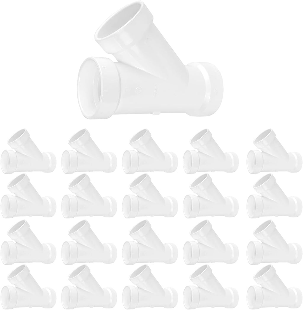 SUPPLYGIANT™ (50 Pack) 1-1/2 Inch PVC DWV Wye Hub – White PVC Drain, Waste & Vent Fitting