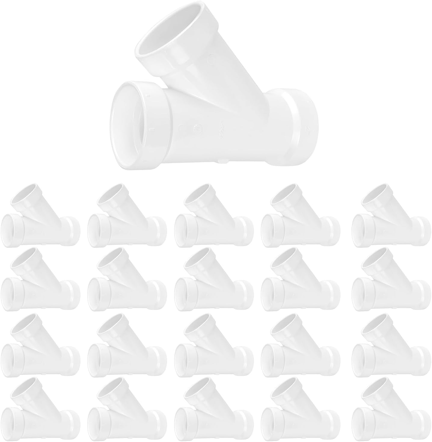 SUPPLYGIANT™ (50 Pack) 1-1/2 Inch PVC DWV Wye Hub – White PVC Drain, Waste & Vent Fitting
