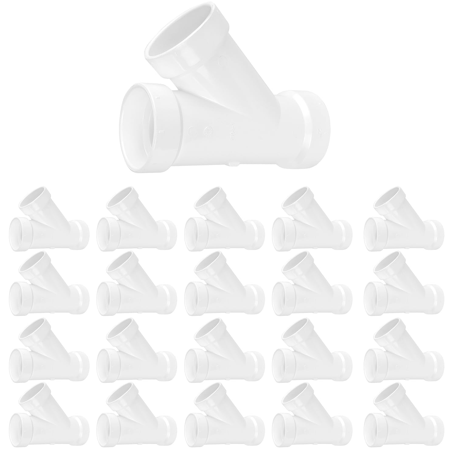 SUPPLYGIANT™ (50 Pack) 1-1/2 Inch PVC DWV Wye Hub – White PVC Drain, Waste & Vent Fitting