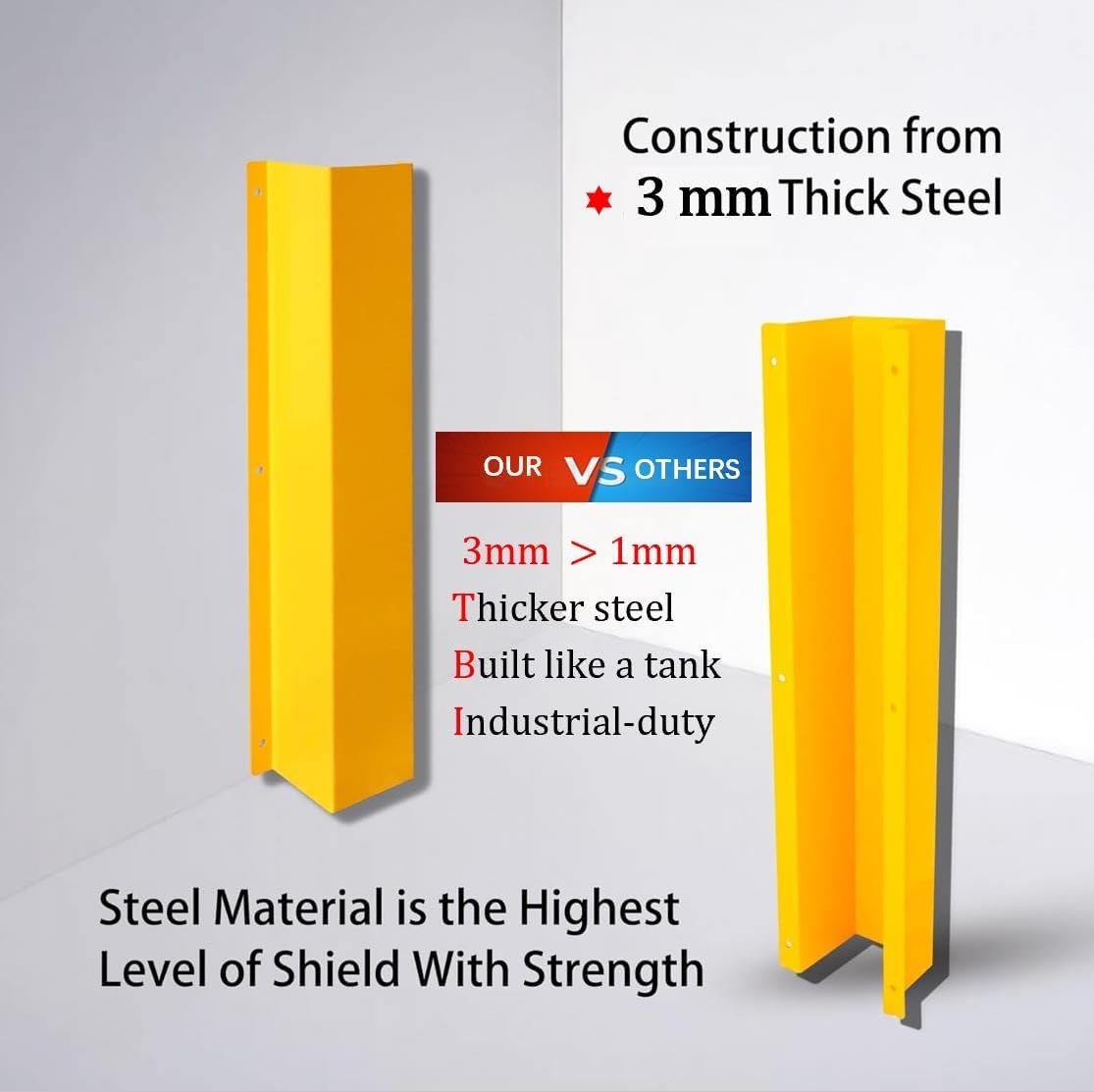 10" Yellow Galvanized Steel Pipe Guard, 39"H x 13"W x 10"D Heavy Duty Carbon Steel Wall-Mounted Pipeline Bollard Protector, Split Type for Warehouse Garage Industrial Commercial