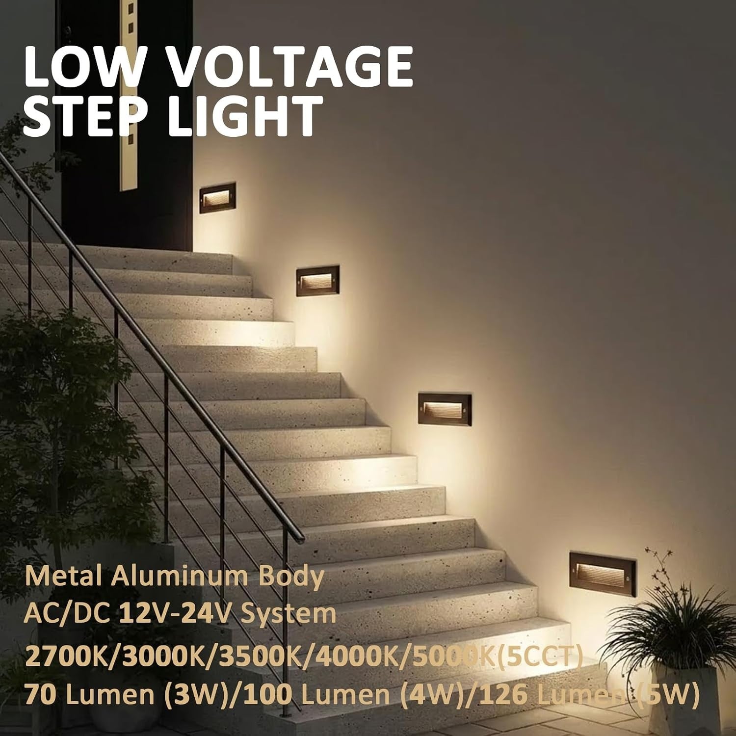 LL LIGHTING LIVING 12V-24V 5CCT LED Step Lights, Bronze, 2 Pack |