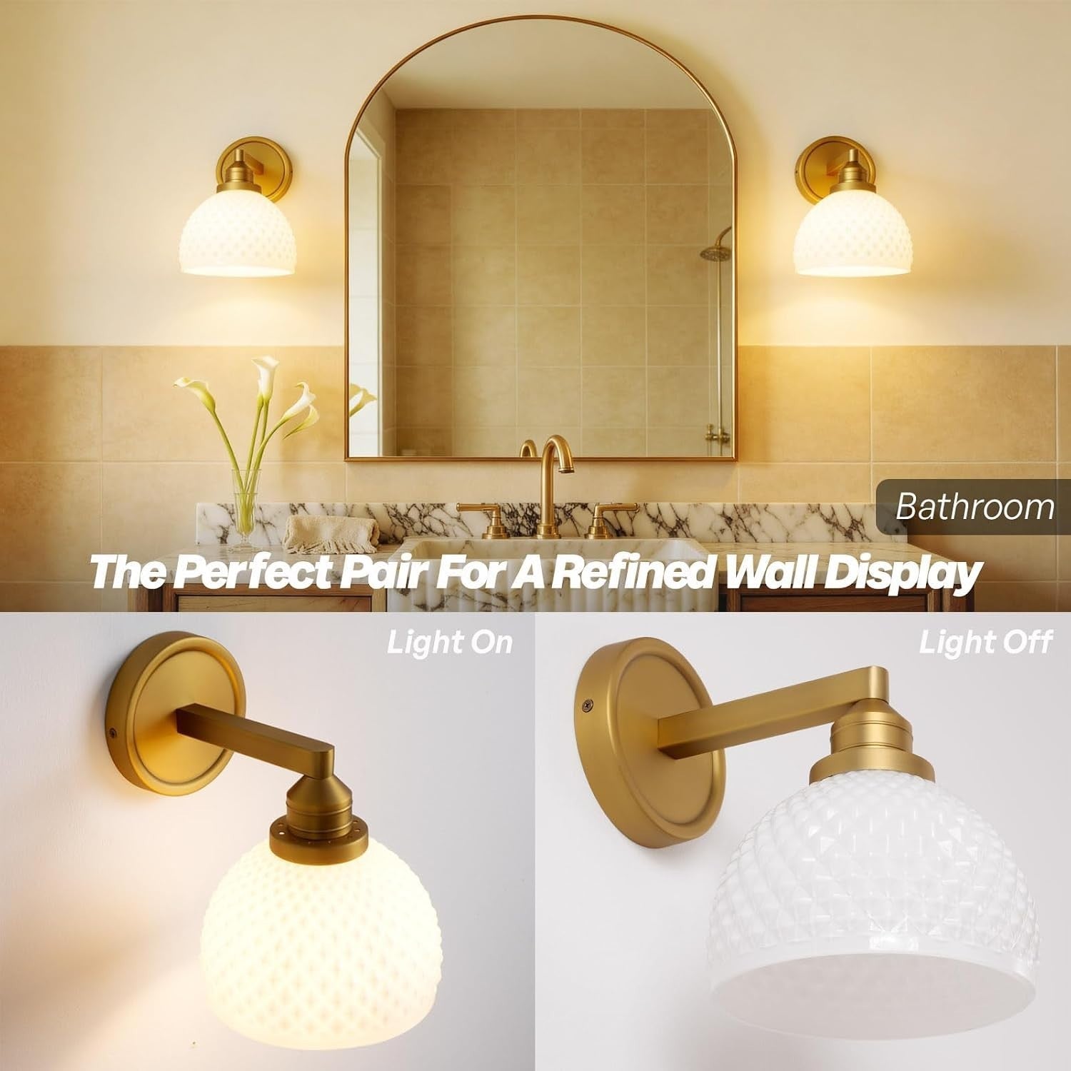 LOOMLUSTER Vintage Gold Wall Sconce Bathroom Vanity Single Wall Lightin