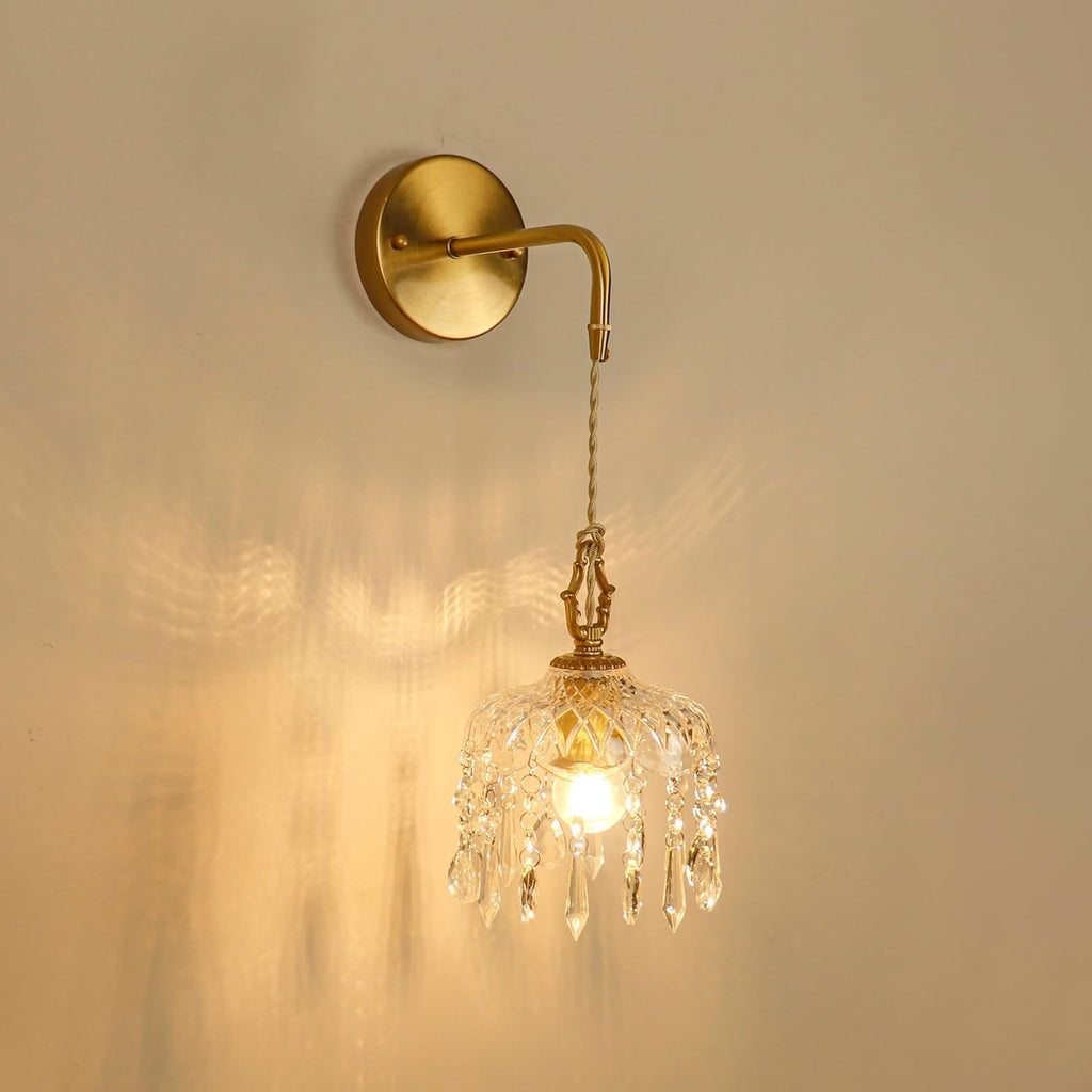 LYTSNUGIC Vintage Crystal Wall Sconce,