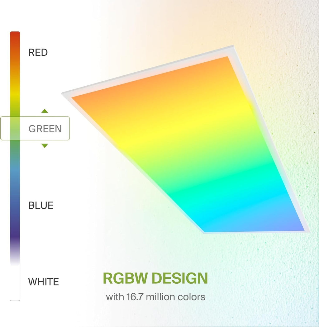 ASD 2 Pack 2x4 Smart RGBW LED Flat Panel Light - 40W UL | 4961LM 3500K 4000K 50