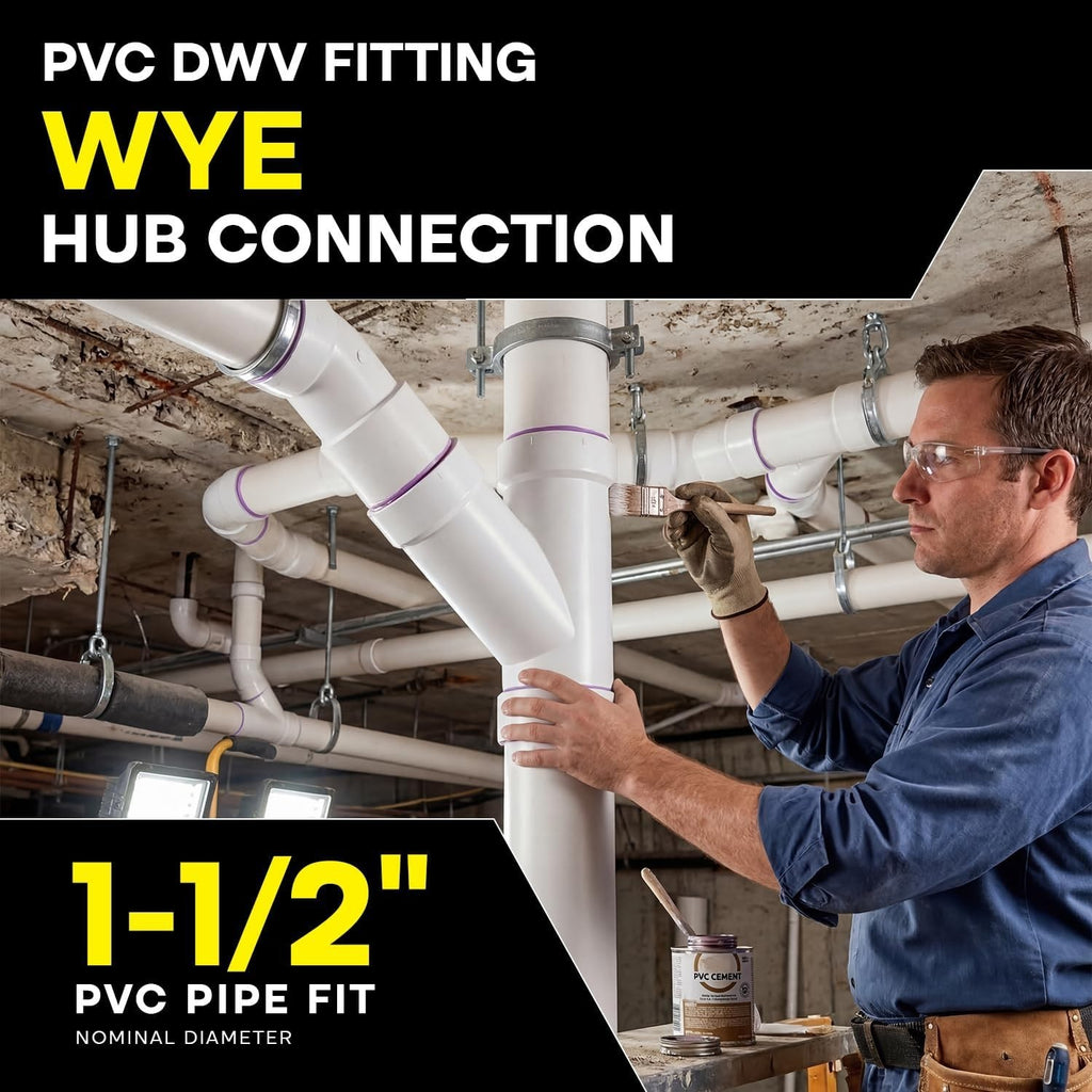1-1/2 Inch PVC DWV Wye Hub – White PVC Drain, Waste & Vent Fitting