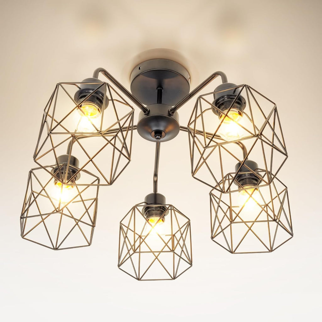 ASD Black Chandelier Semi Flush Mount Ceiling Light Fixture