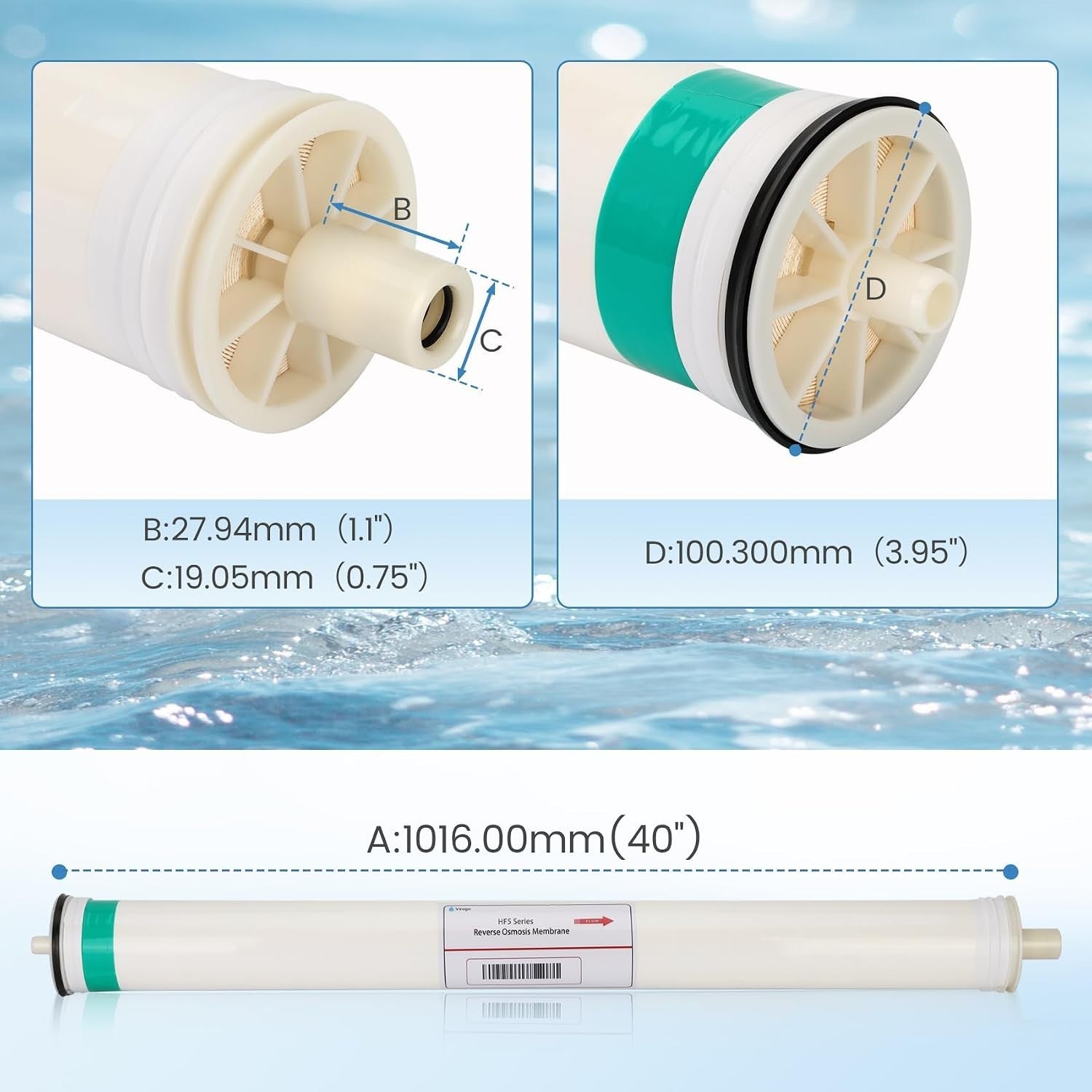 HF5-4040 RO Membrane Replacement for Axeon HF5-4040, HF5 Series Ultra Low Energy