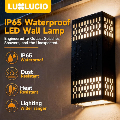10.2" Black Indoor Outdoor Hardwired Modern LED Wall Sconce | Up Down Lighting