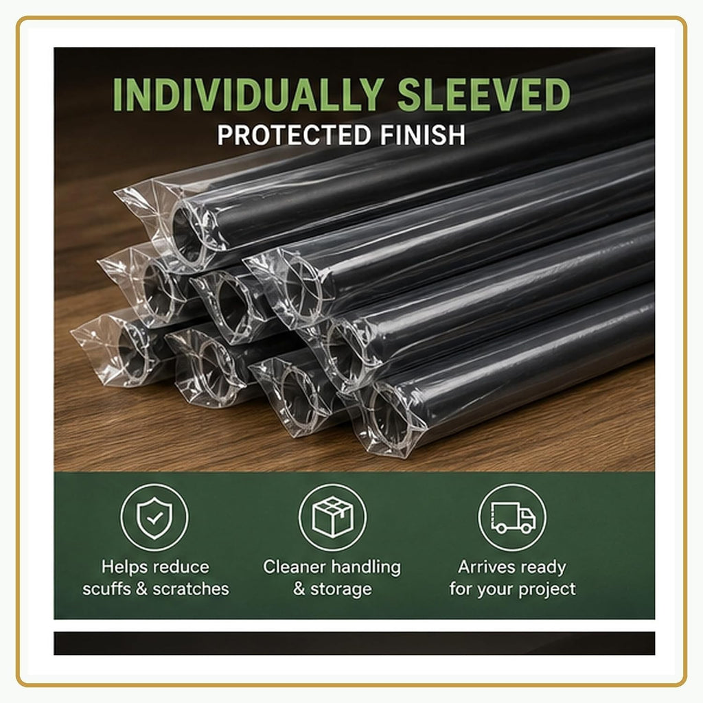 44 in Wrought Iron Stair Balusters, 5/8 in OD Black Spindles, 30 Pack