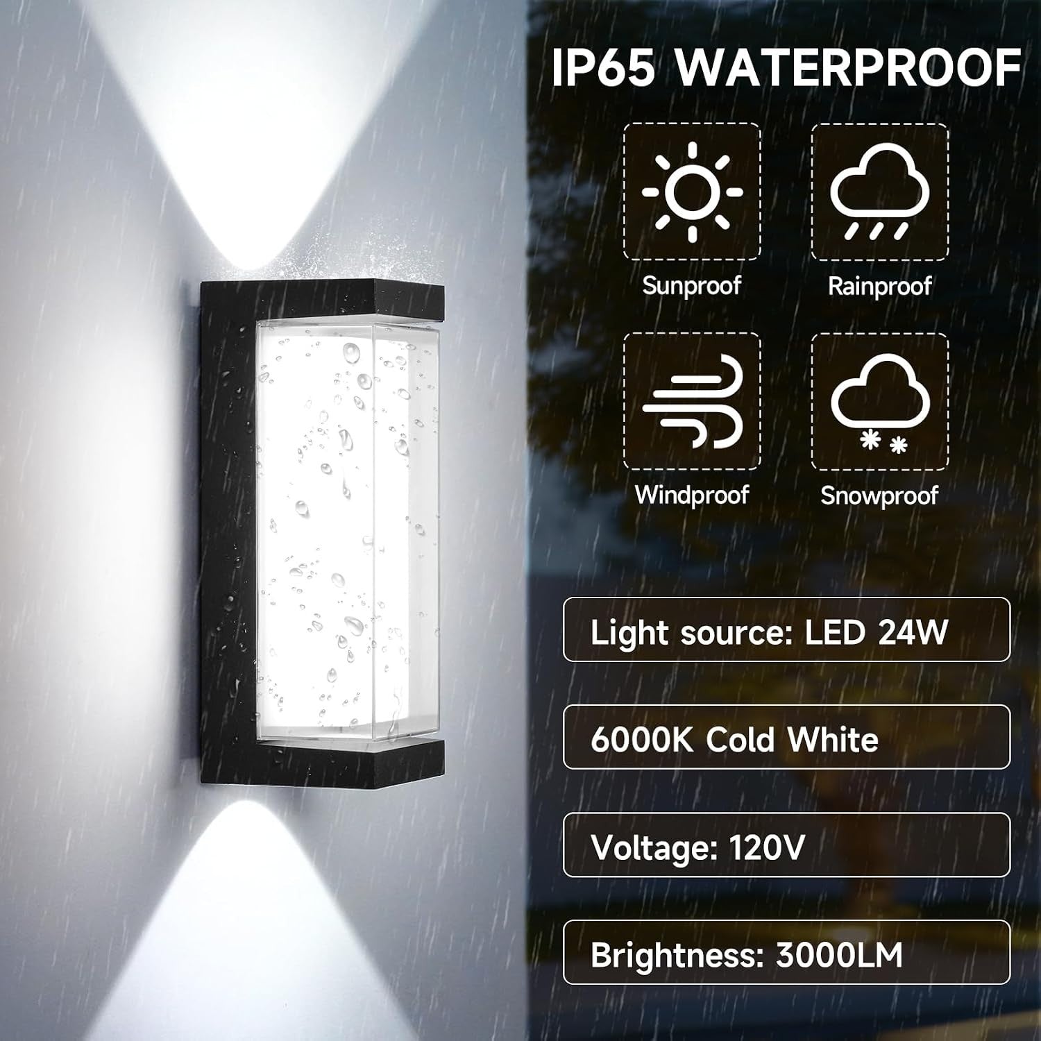 Hirzsjoy 24W Outdoor Porch Lights Exterior Lighting Fixtures Wall Mount