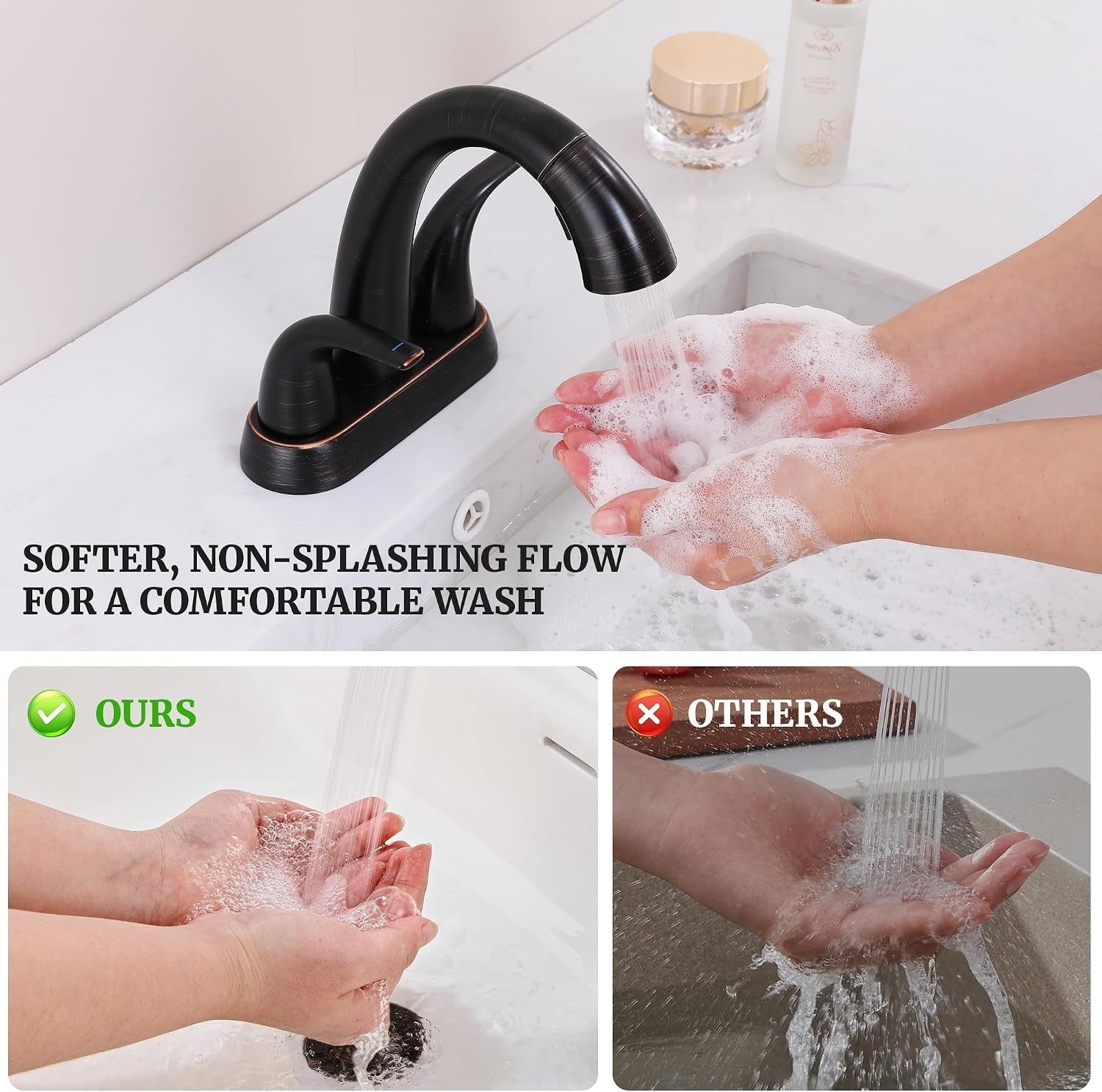 Bathroom Faucet with Sprayer, 4 Inch Oil Rubbed Bronze