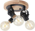 3-Light Black Track Lighting with Genuine Wood Base, 7.8" Rustic Farmhouse