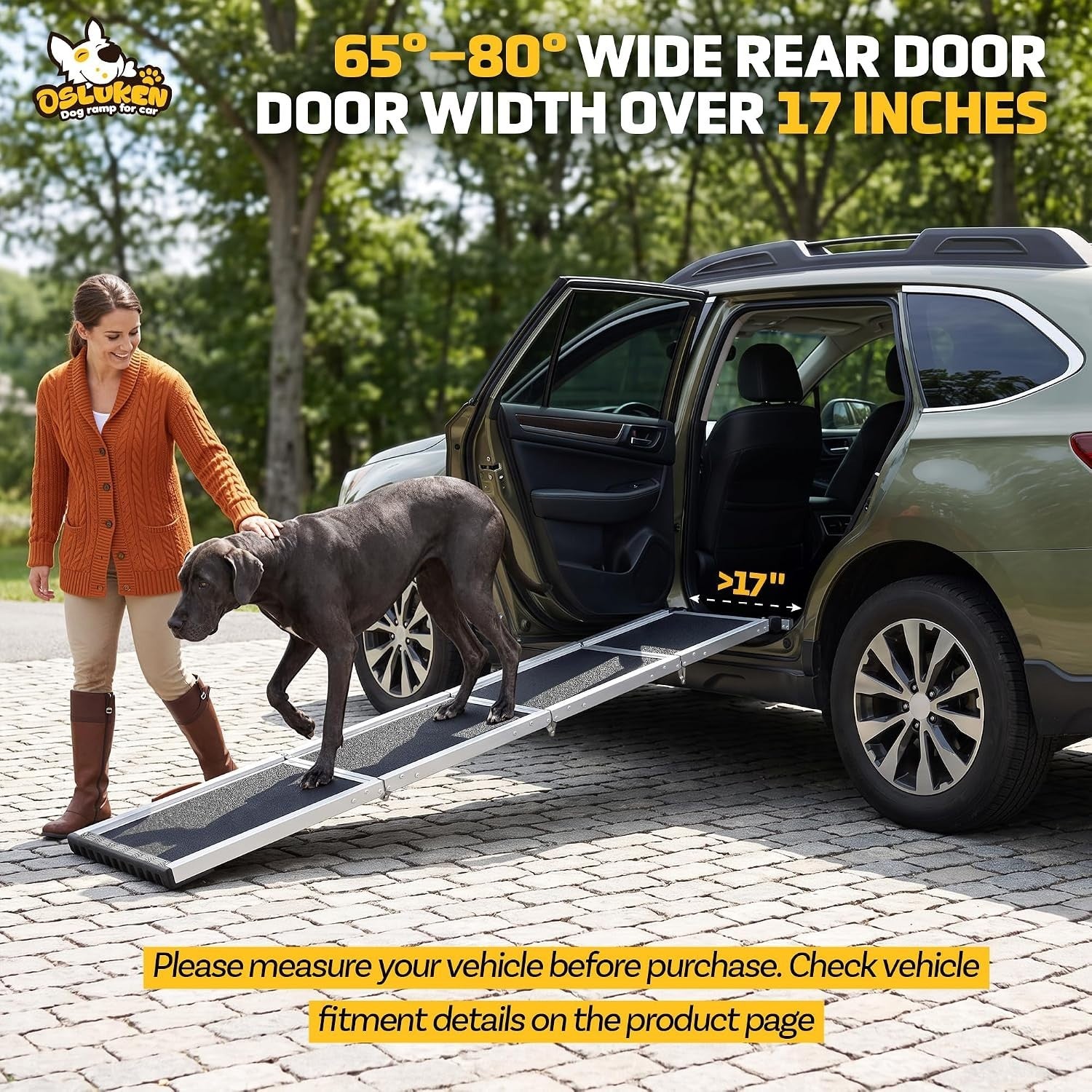 71" Aluminum Alloy Dog Ramp for Car SUV Truck Side Door
