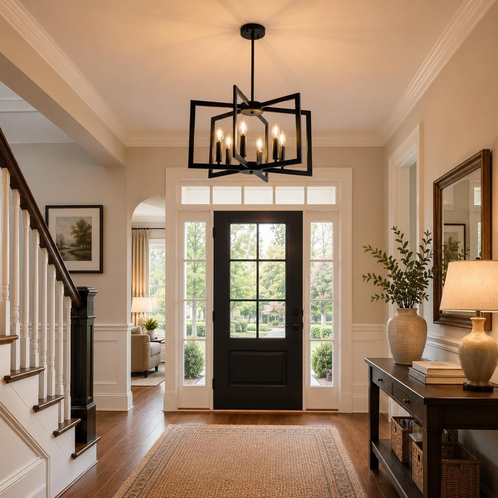 6-Light Black Chandelier for Dining Room Light Fixture