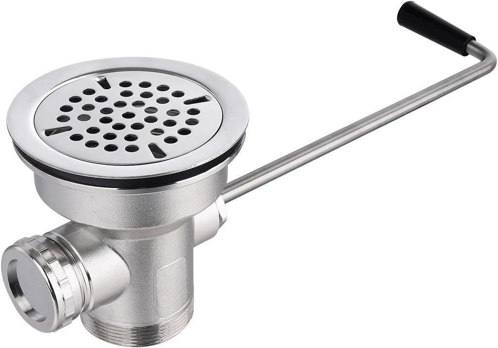 RODPHX 3-1/2" Commercial Sink Drain with Overflow Twist Stainless Steel | Waste
