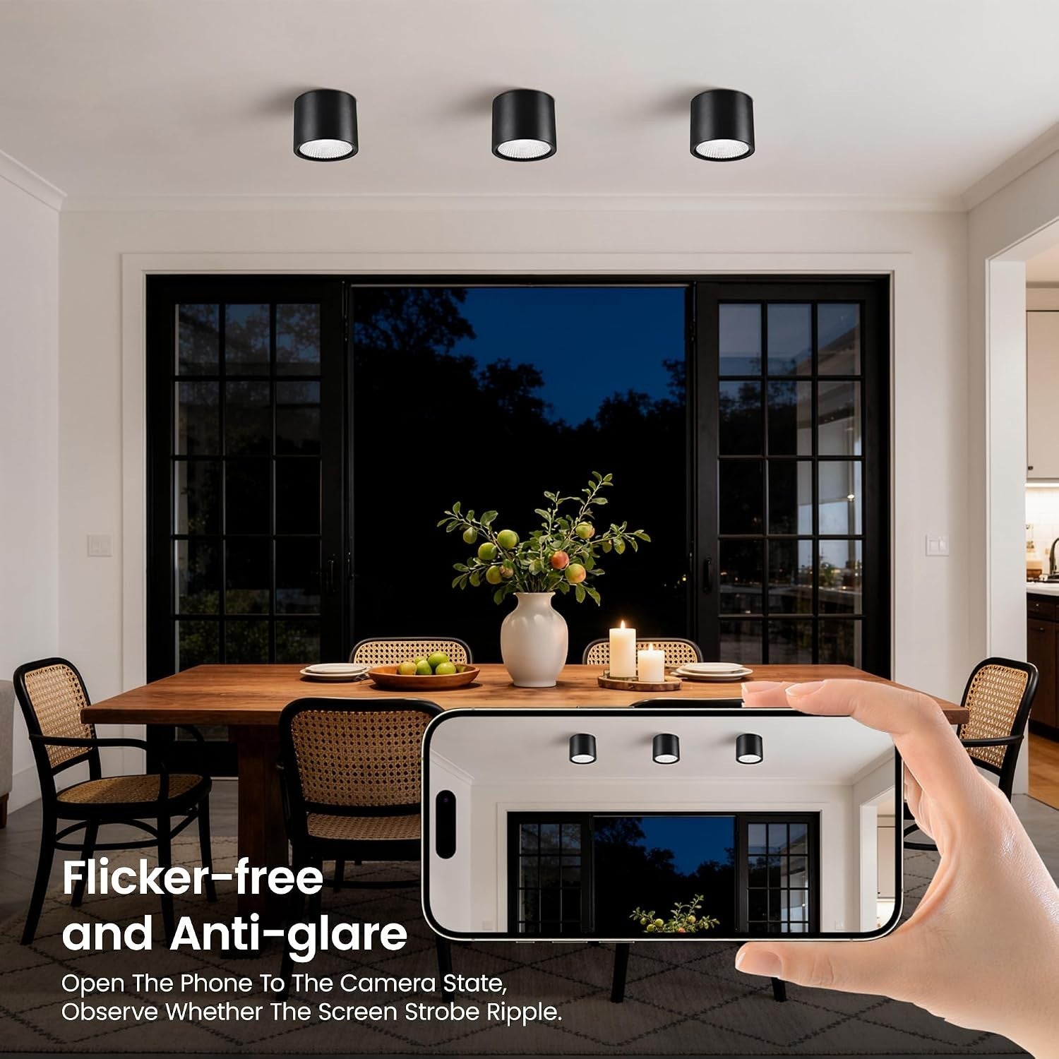 Flush Mount Ceiling Light Fixture, Dimmable LED Outdoor Ceiling Light,