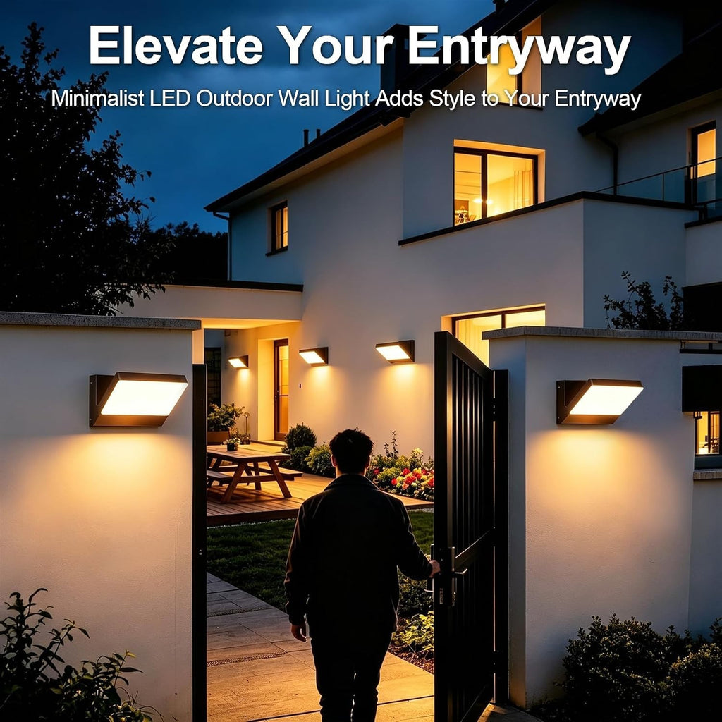 Ralbay LED Outdoor Wall Lights,Modern Waterproof Exterior Porch Light,Black Outs
