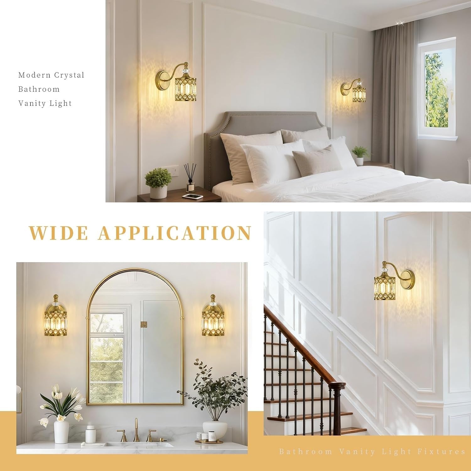 1 Piece Modern Vintage Crystal Brushed Gold Vanity Lighting Fixtures