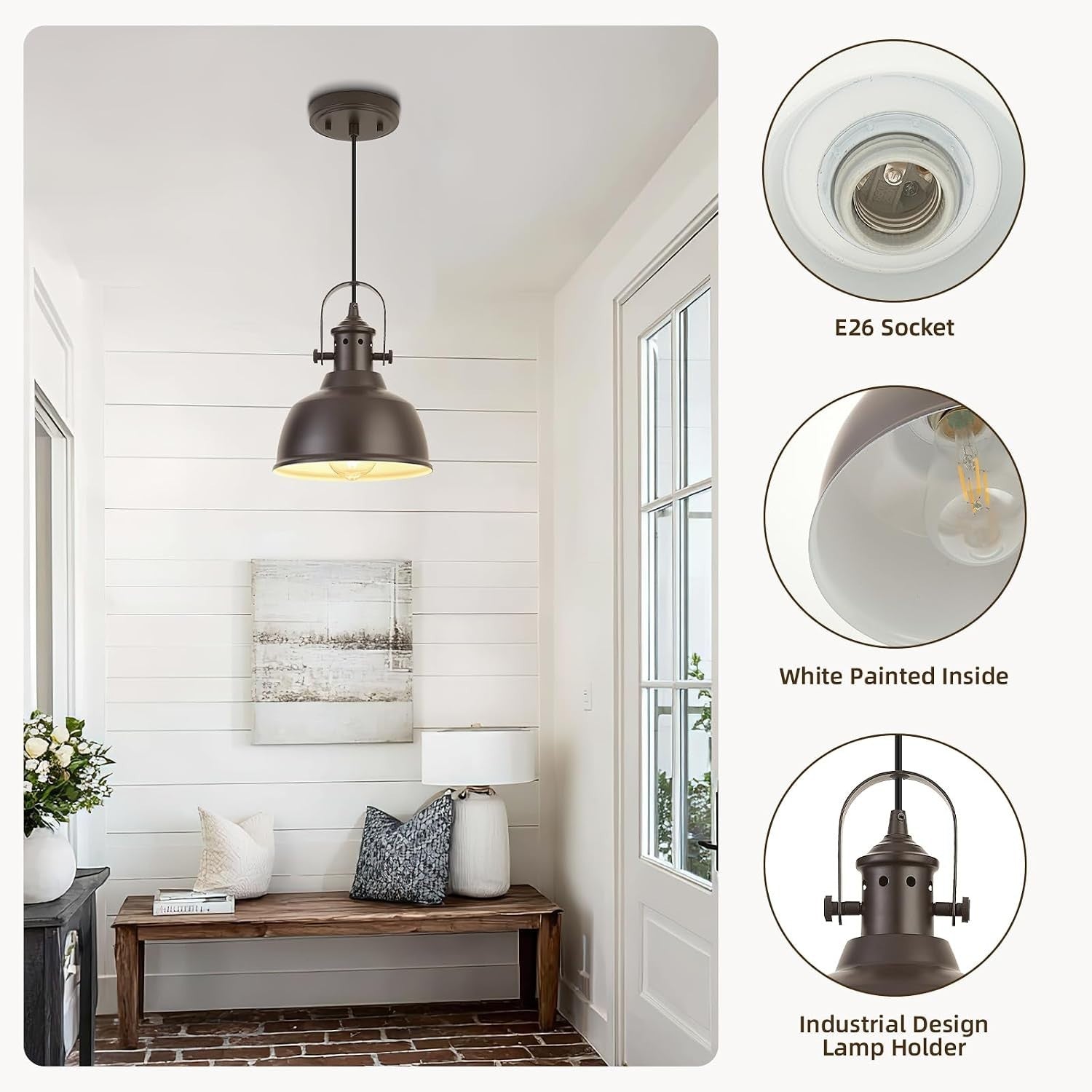 AURYNIX Farmhouse Small Pendant Lights, Oil Rubbed Bronze Pendant Lighting