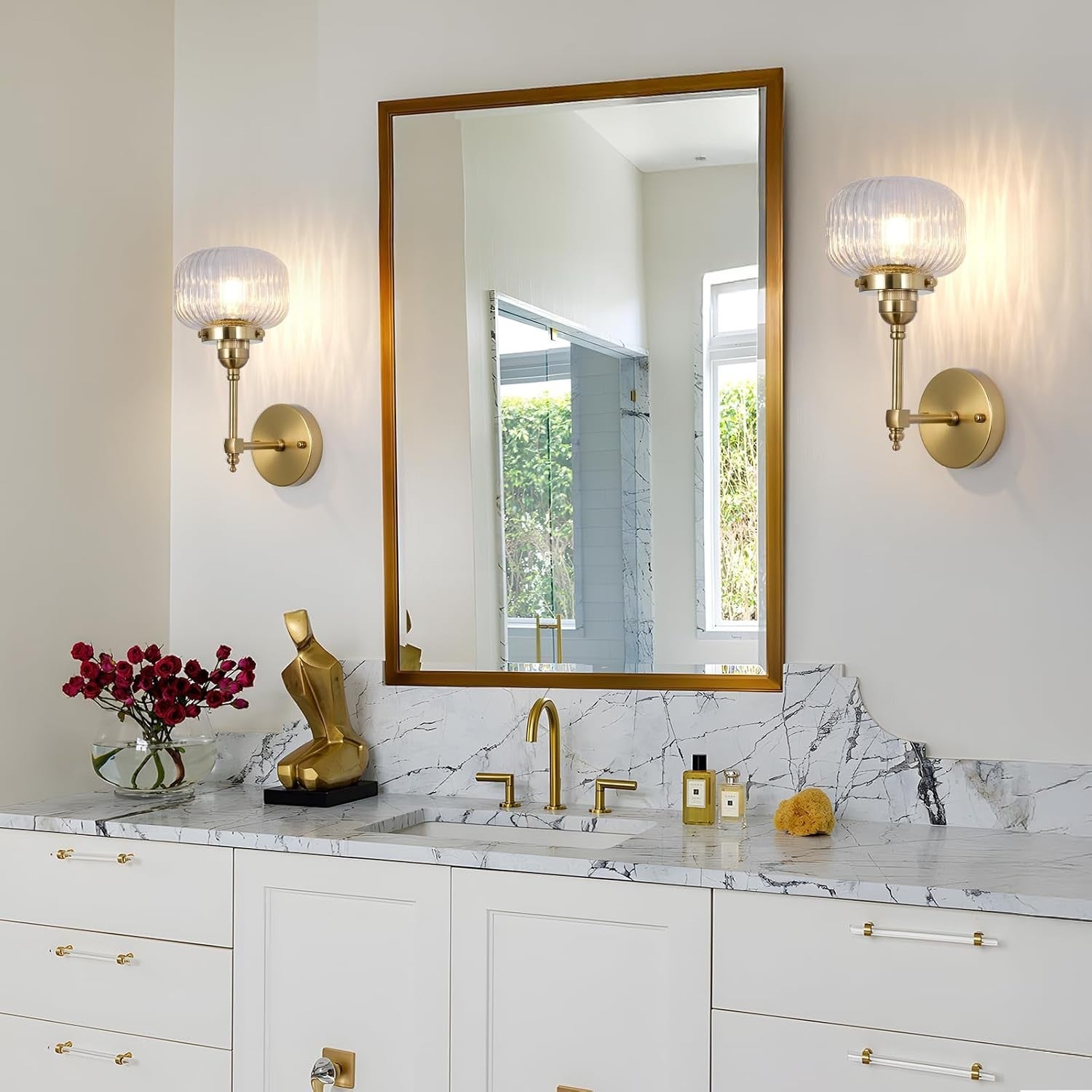 SEEBLEN Gold Wall Sconce 1 Pack, Bathroom Vanity Light Fixtures
