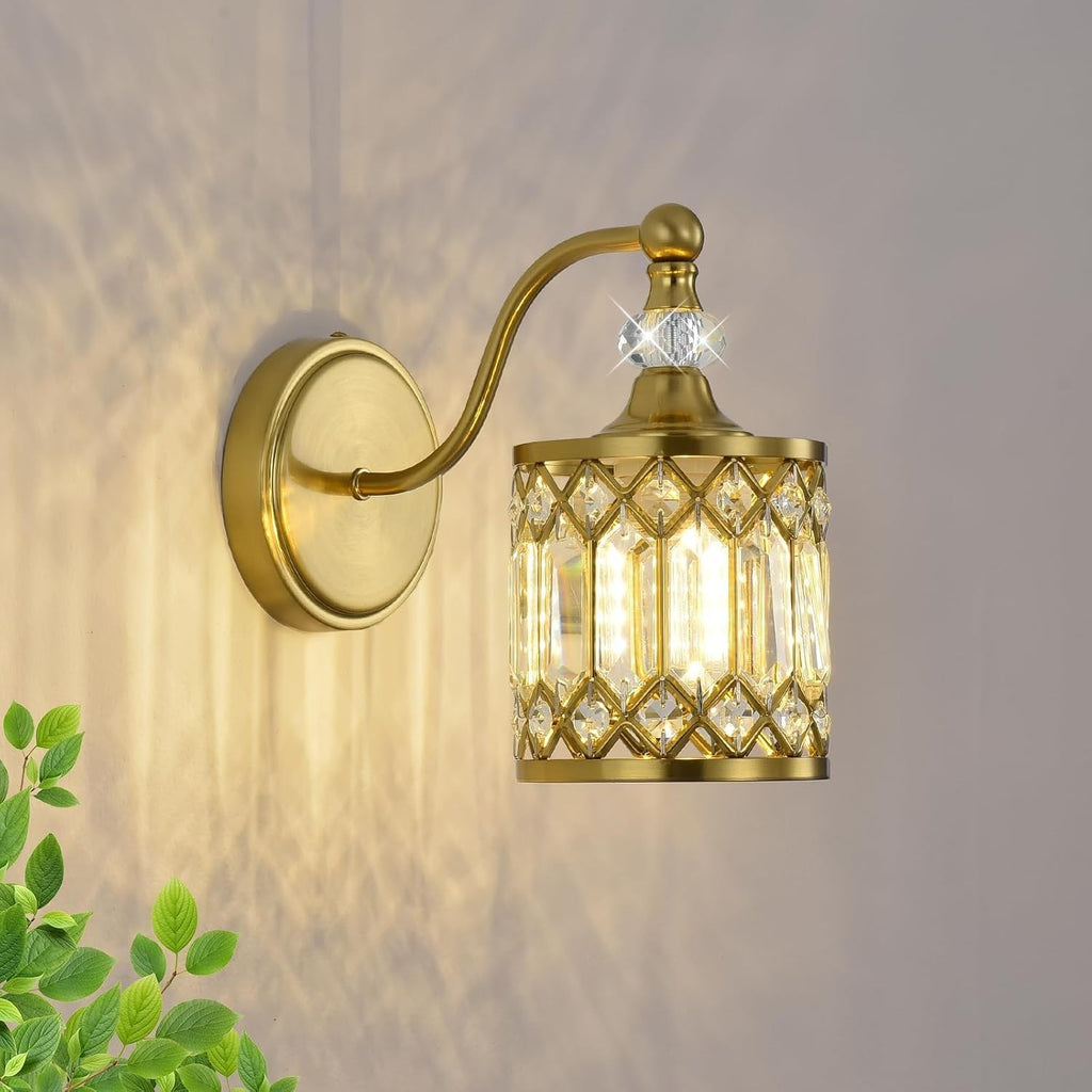 1 Piece Modern Vintage Crystal Brushed Gold Vanity Lighting Fixtures