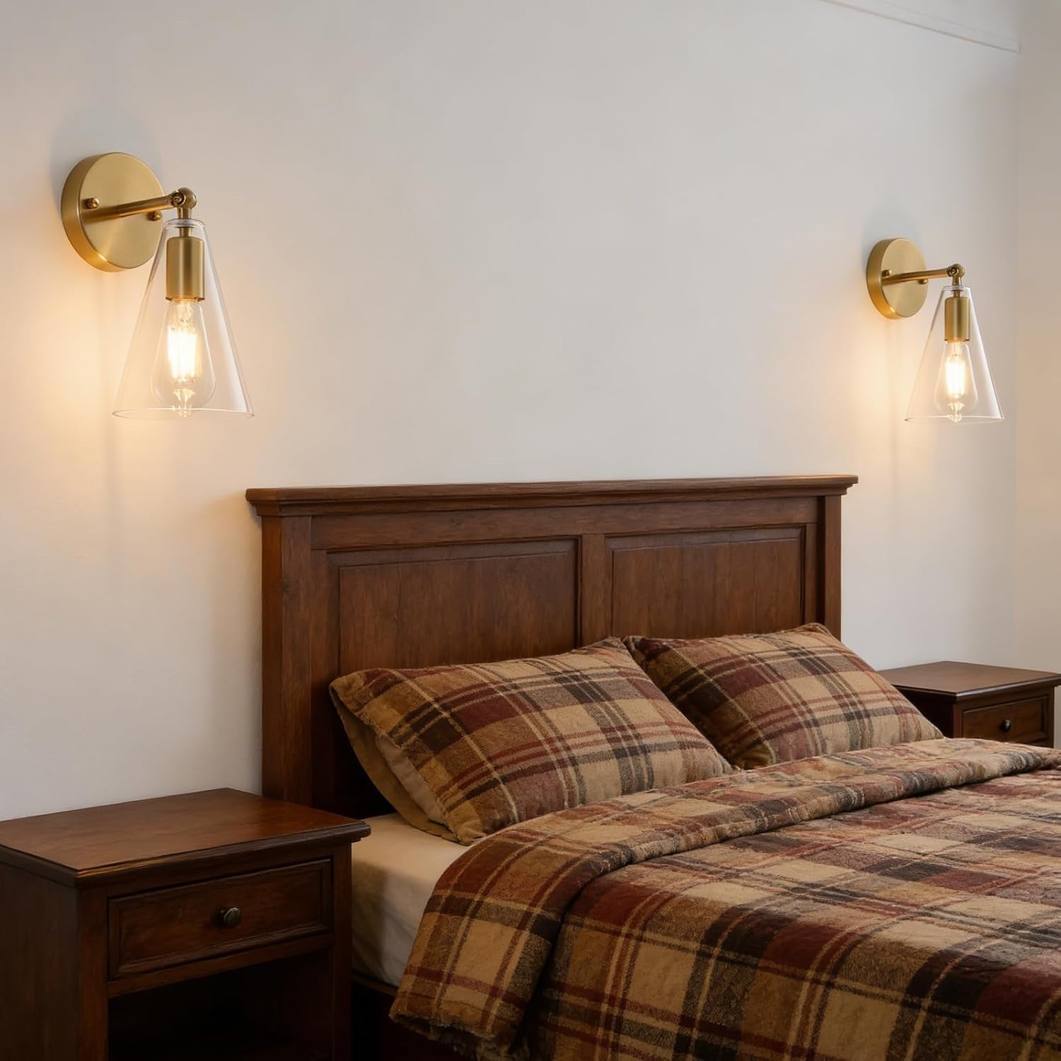 MWZ Gold Wall Sconce 2 Pack, Modern Brushed Brass Sconces Lighting