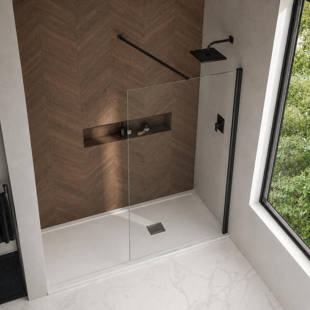 32" W X 76" H Fixed Shower Door Glass Panel, Frameless Shower Door, 6mm (1/4") C