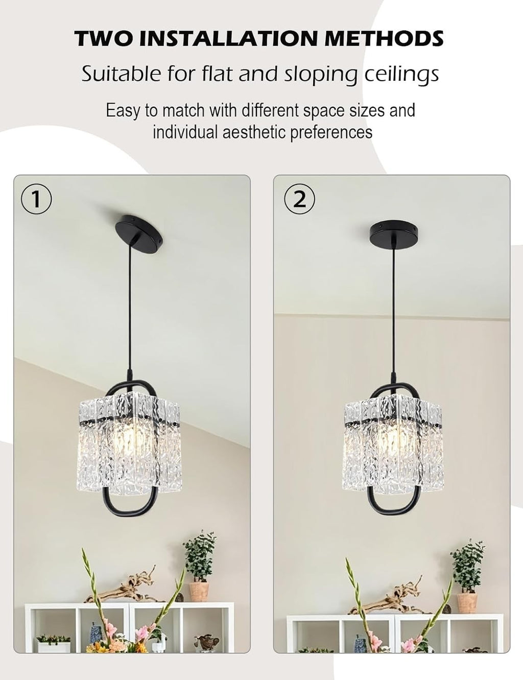 Black Crystal Pendant Light,Luxury Water Ripple Glass Chandelier