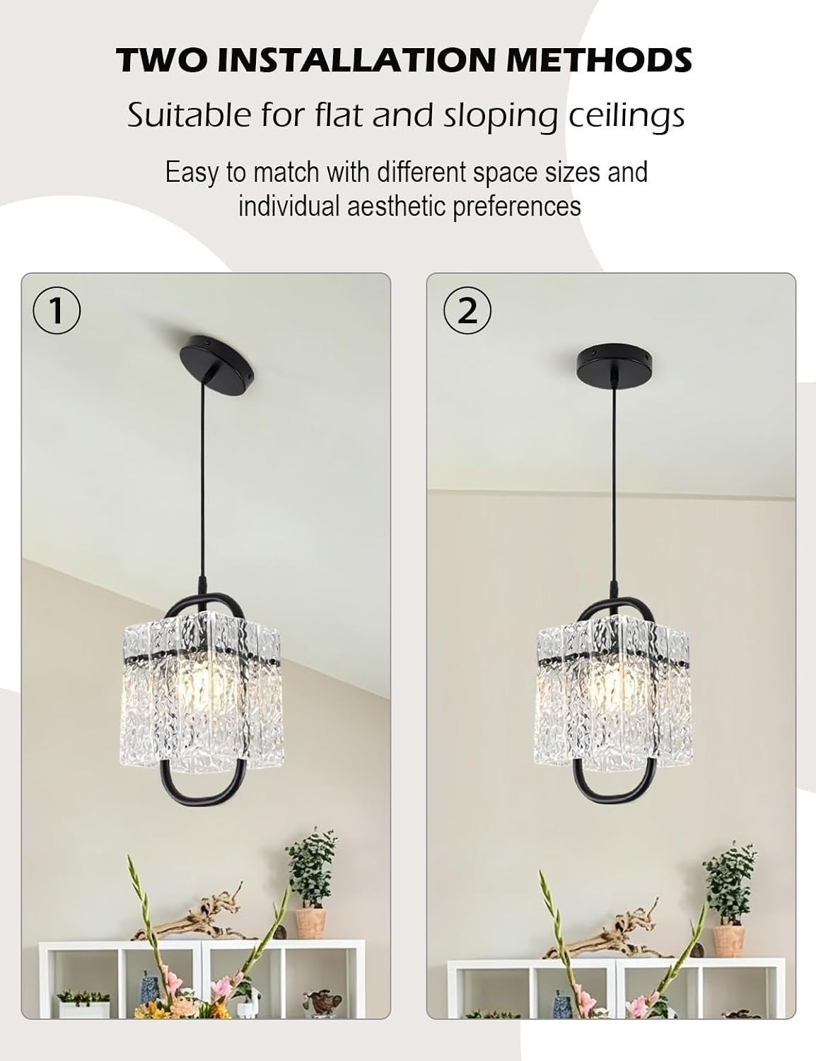 Black Crystal Pendant Light,Luxury Water Ripple Glass Chandelier