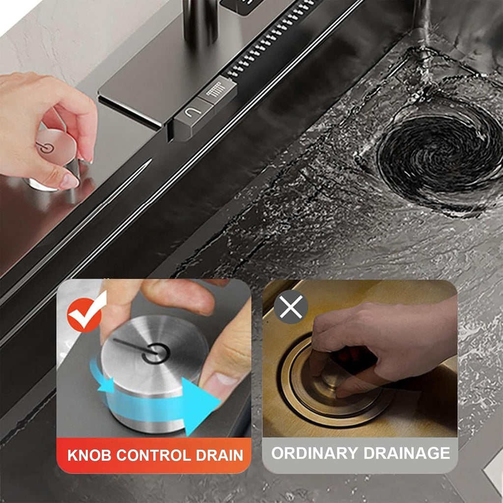 New 3-1/2 '' Kitchen Sink Drain Kit with Control Button Sink Drain Basket 304 St