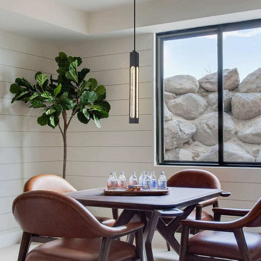 MKonpeny Modern Pendant Lights, Black LED Bubble Crystal Kitchen Lights Fixture,