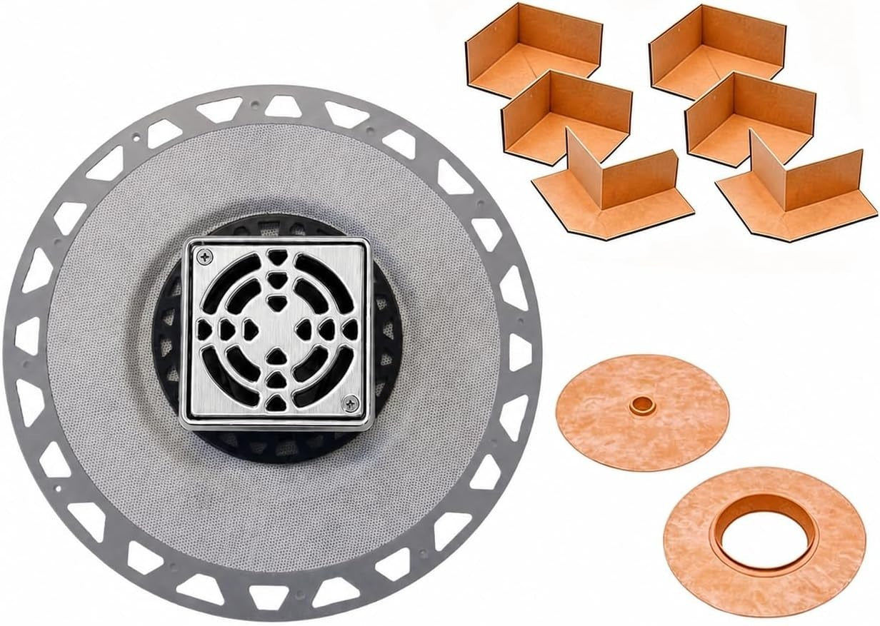 Shower Drain Kit Compatible with Schluter Kerdi System, PVC Bonding Flange with