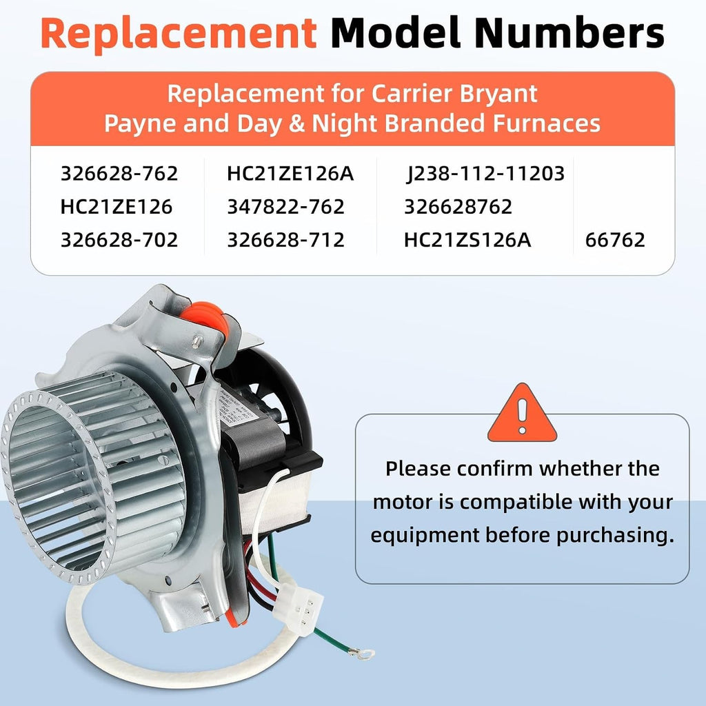 Furnace Draft Inducer Motor Kit, Exhaust Motor Assembly for Carrier Bryant Payne