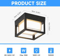 Outdoor Porch LED Ceiling Flush Mount Lights, Black Square Exterior Wall Mount