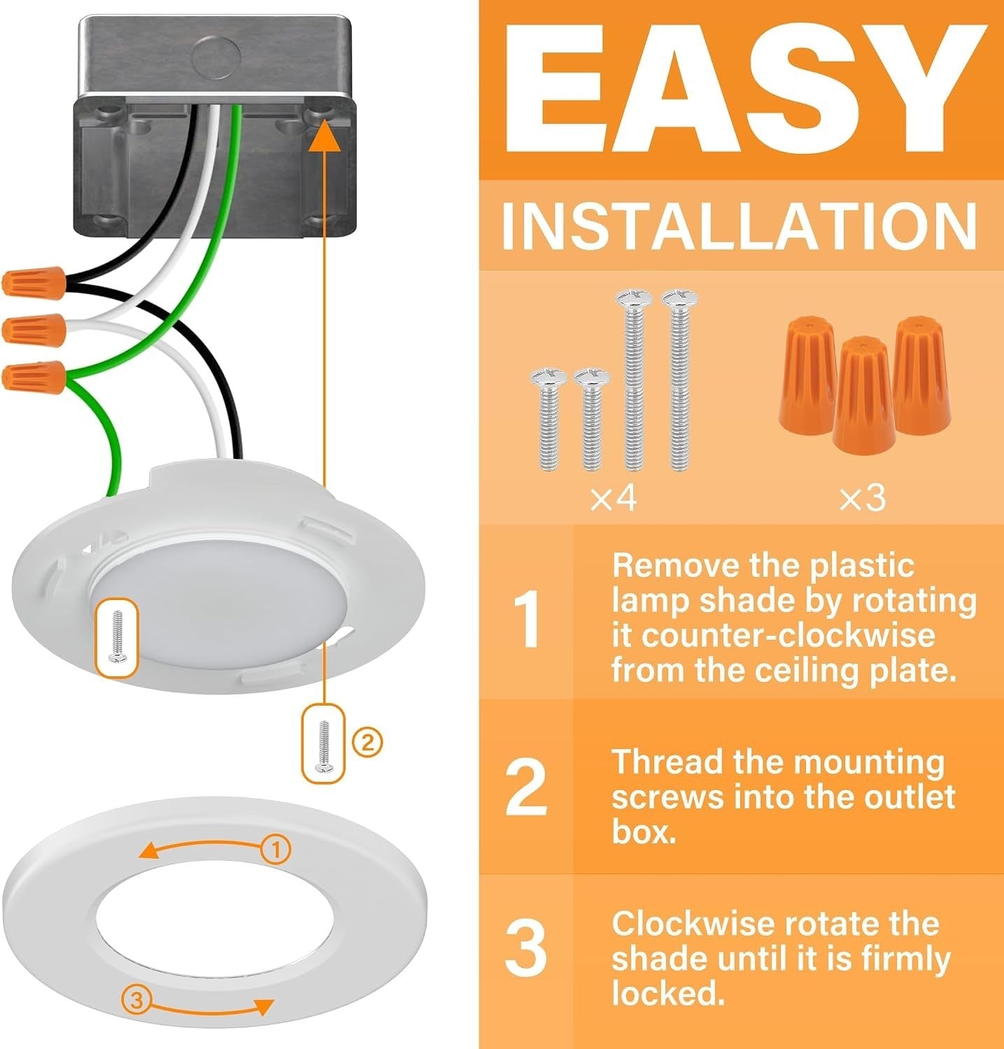 JULLISON 4 Inch LED Mini Surface Mount Light, Recessed Trim, Small Flush Mount