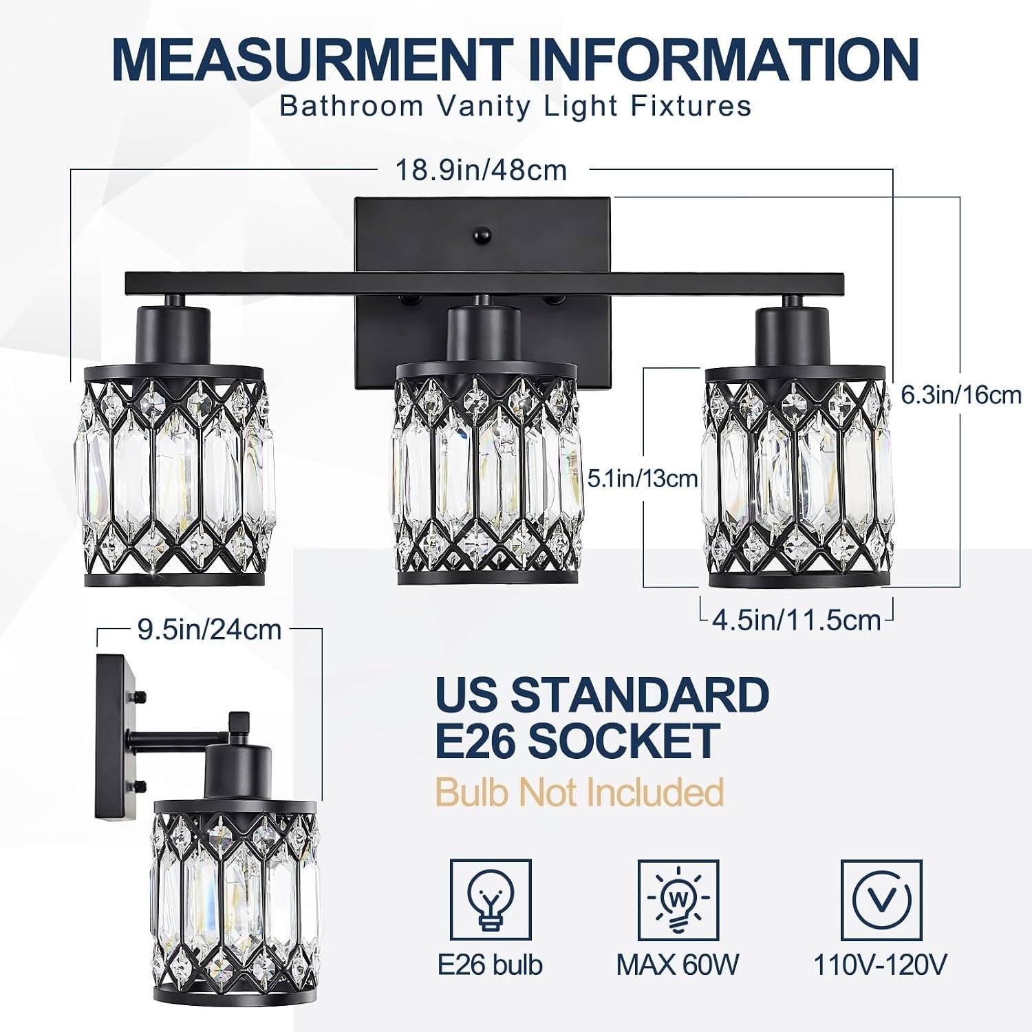 JZEKVN Crystal Modern Bathroom Light Fixtures,