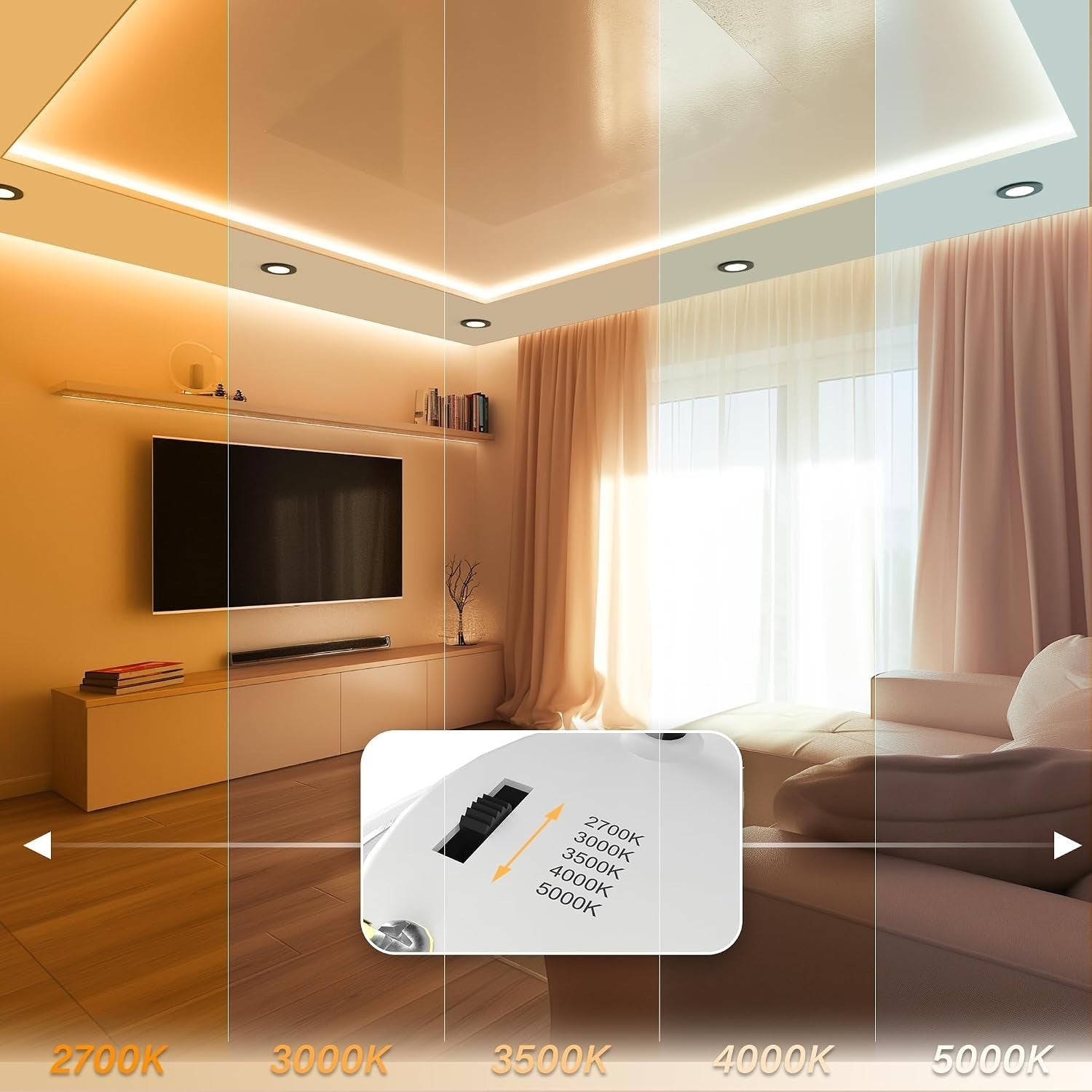 JULLISON 4 Inch LED Mini Surface Mount Light, Recessed Trim, Small Flush Mount