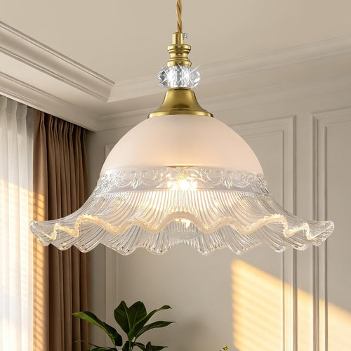 1 Pack Vintage Brushed Gold Crystal Pendant Light Fixtures