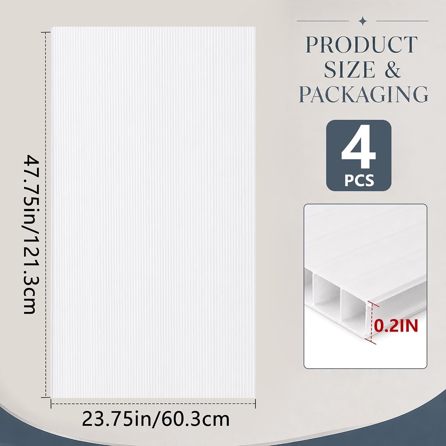 AUKITNNE 4 Pack 23.8''x 47.8''x 0.2'' Polycarbonate Fluorescent Light Covers