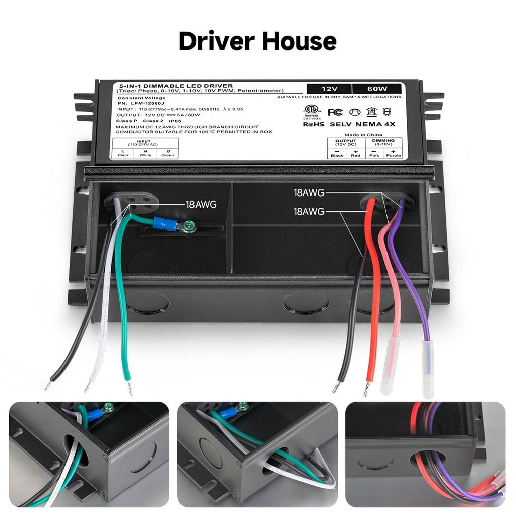 BTF-LIGHTING 96W Dimmable LED Driver Power Supply 24VDC Transformer,5-in-1