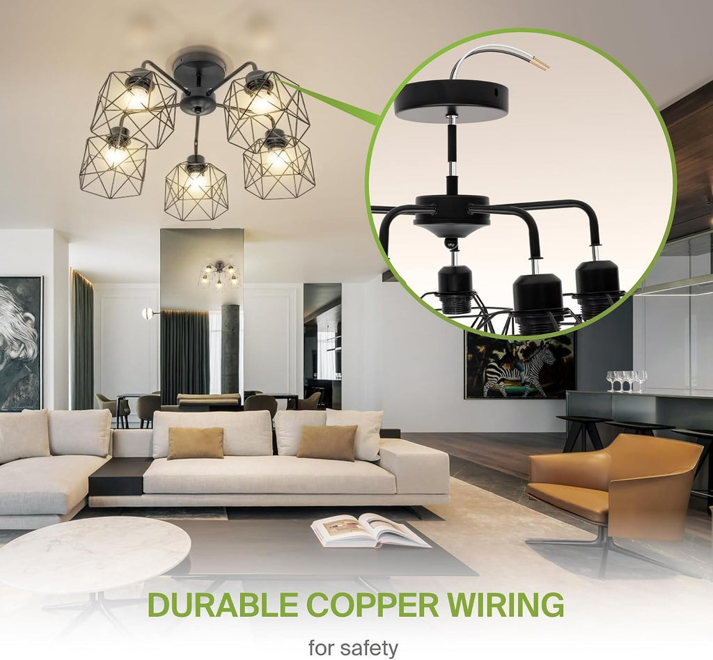 ASD Black Chandelier Semi Flush Mount Ceiling Light Fixture