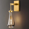 Raindrop Brass Crystal Wall Sconce: Luxury Modern Gold Bathroom Lighting | Clear
