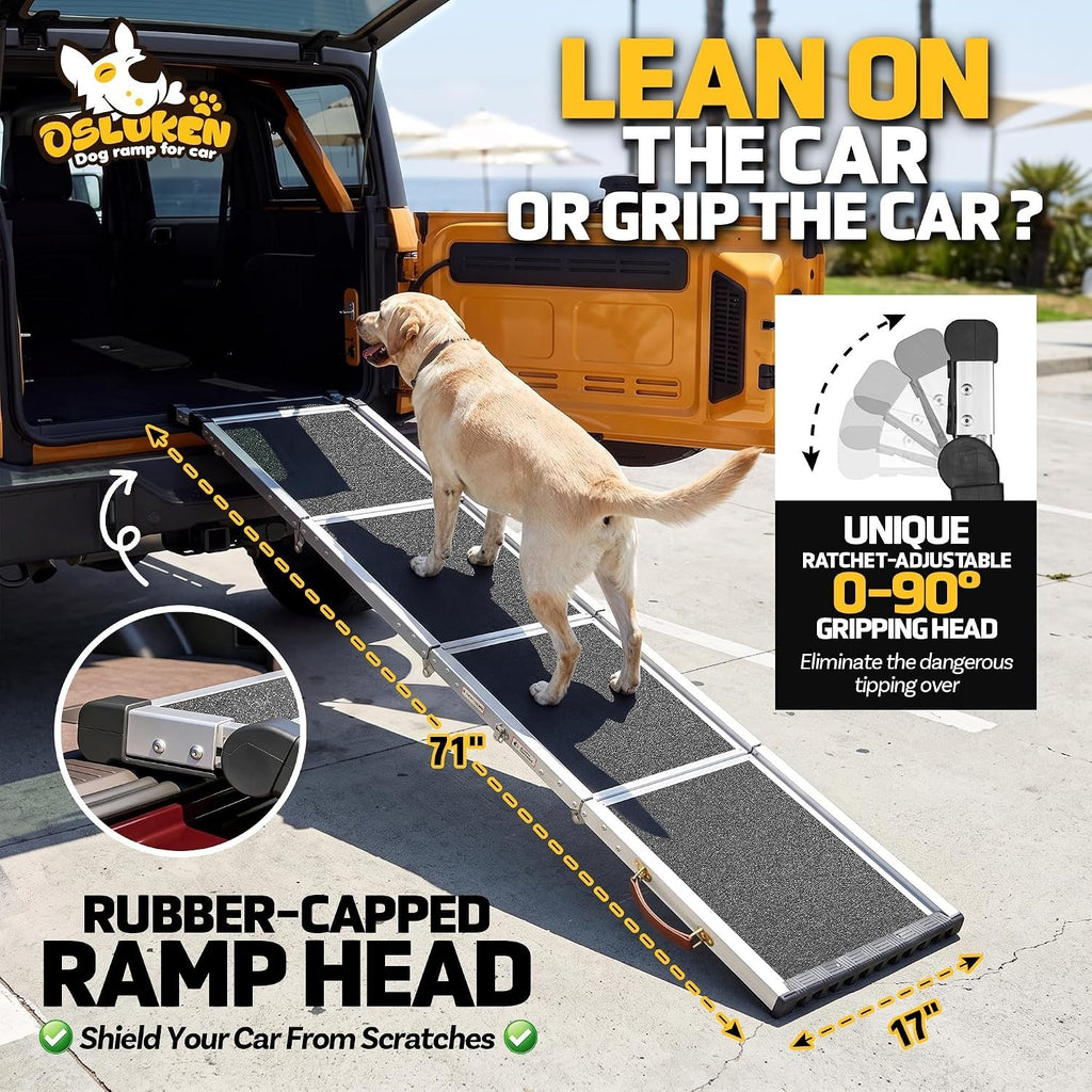 71" Aluminum Alloy Dog Ramp for Car SUV Truck Side Door