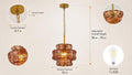 AEULYTIR 12 Inch Modern Round Amber Crystal Glass Chandelier